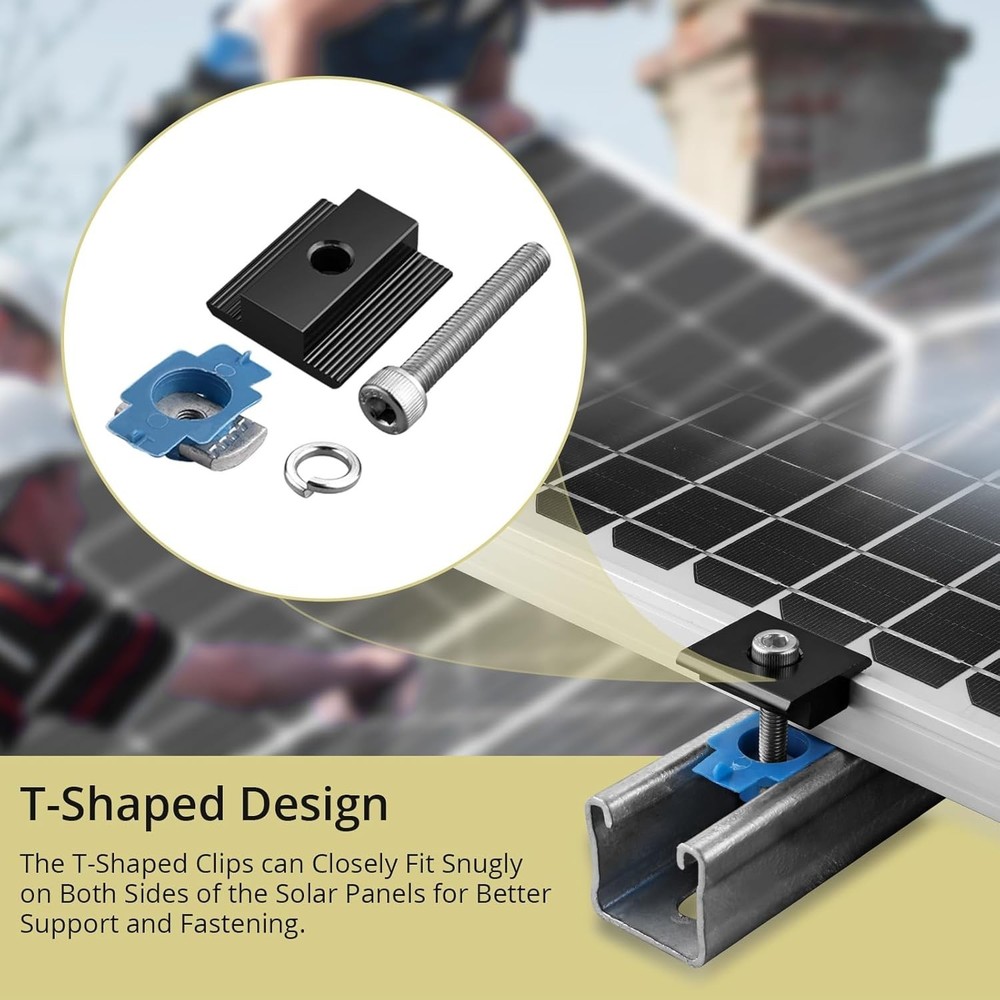 Complete 10pcs Solar Panel Mid Clamp Set - Lightweight and Corrosion-Resistant