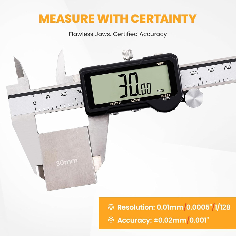 Digital Caliper, Rechargeable Digital Caliper 6 Inch with Reset Setting, Caliper