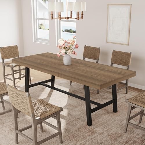Dining Table, Industrial Rectangular Dining Room 63-83" Extendable Rustic Pear
