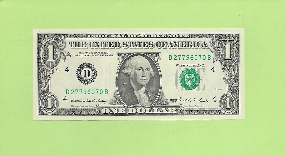 1988 ..UNCIRC $1  D 2779 6070 B  .... 1988  $1  D-B     NICE NOTE     FRN