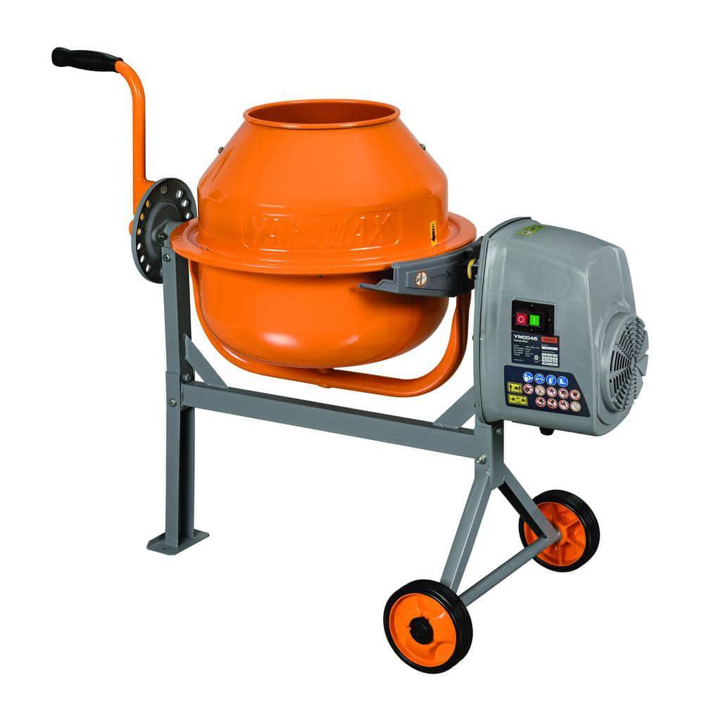 YARDMAX Concrete Cement Mixer Low-Profile Height Portable Stamped Steel Drum