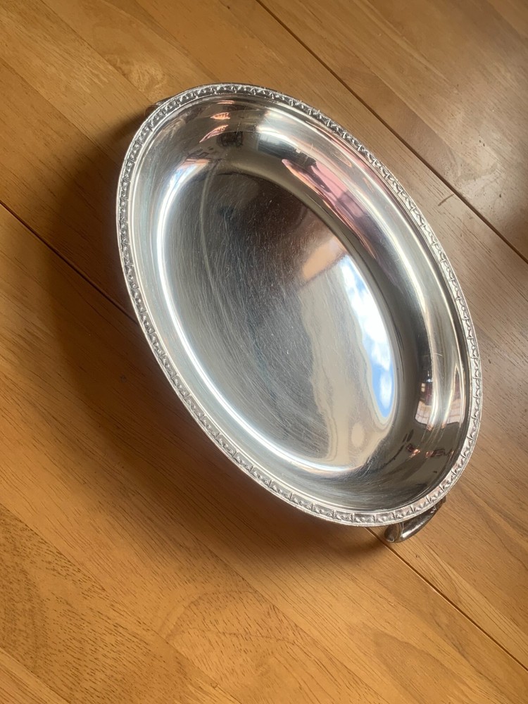 Vintage silver plate serving dish w/ handles