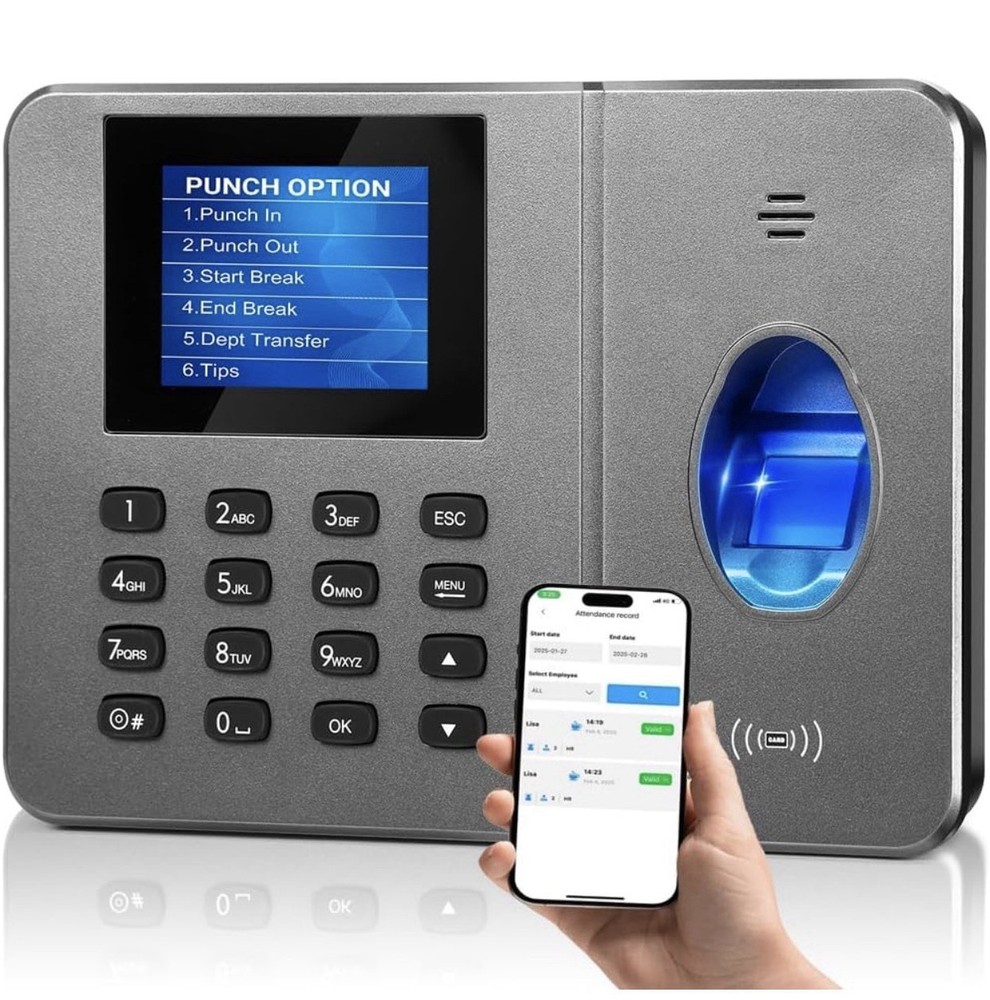 App-Based Time Clock – Fingerprint Attendance for Small Business, iOS/Android