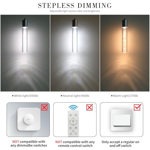 Modern LED Pendant Light, Chrome Bubble Hanging 3 Pack Chrome Long Bubbles