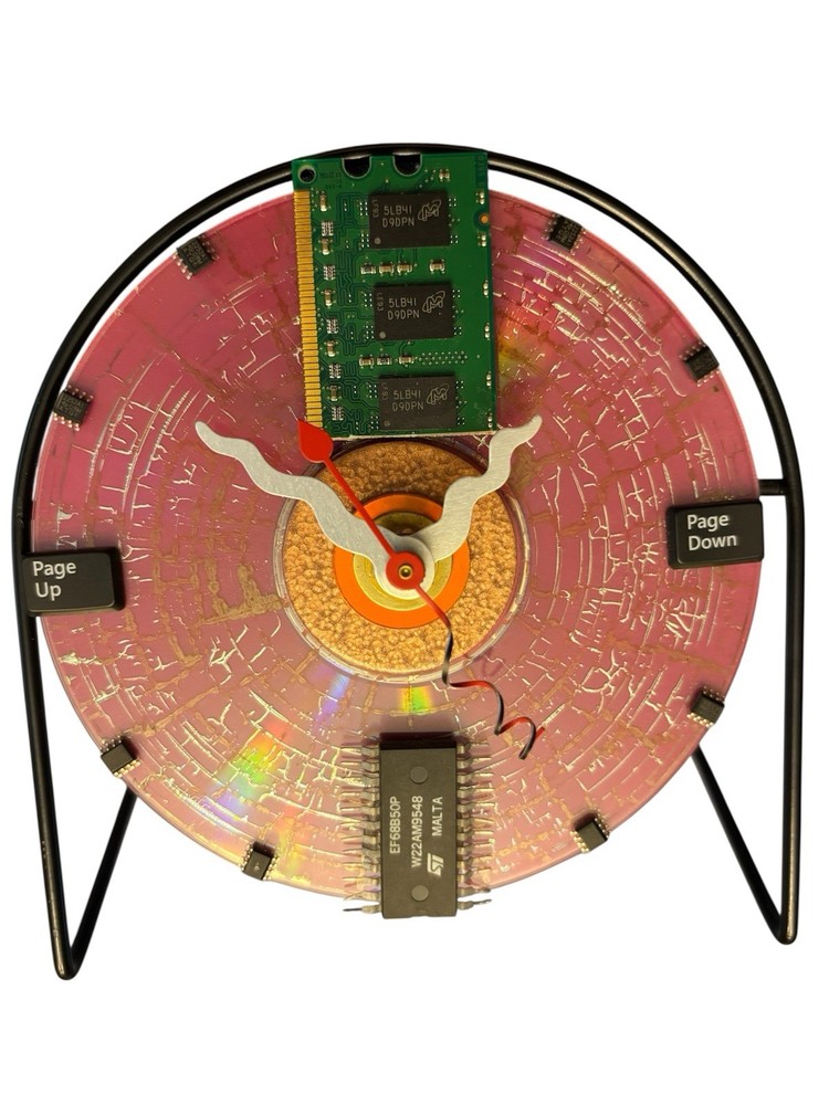 Carol A Baum Artisan Handcrafted Clock From Computer Components Signed