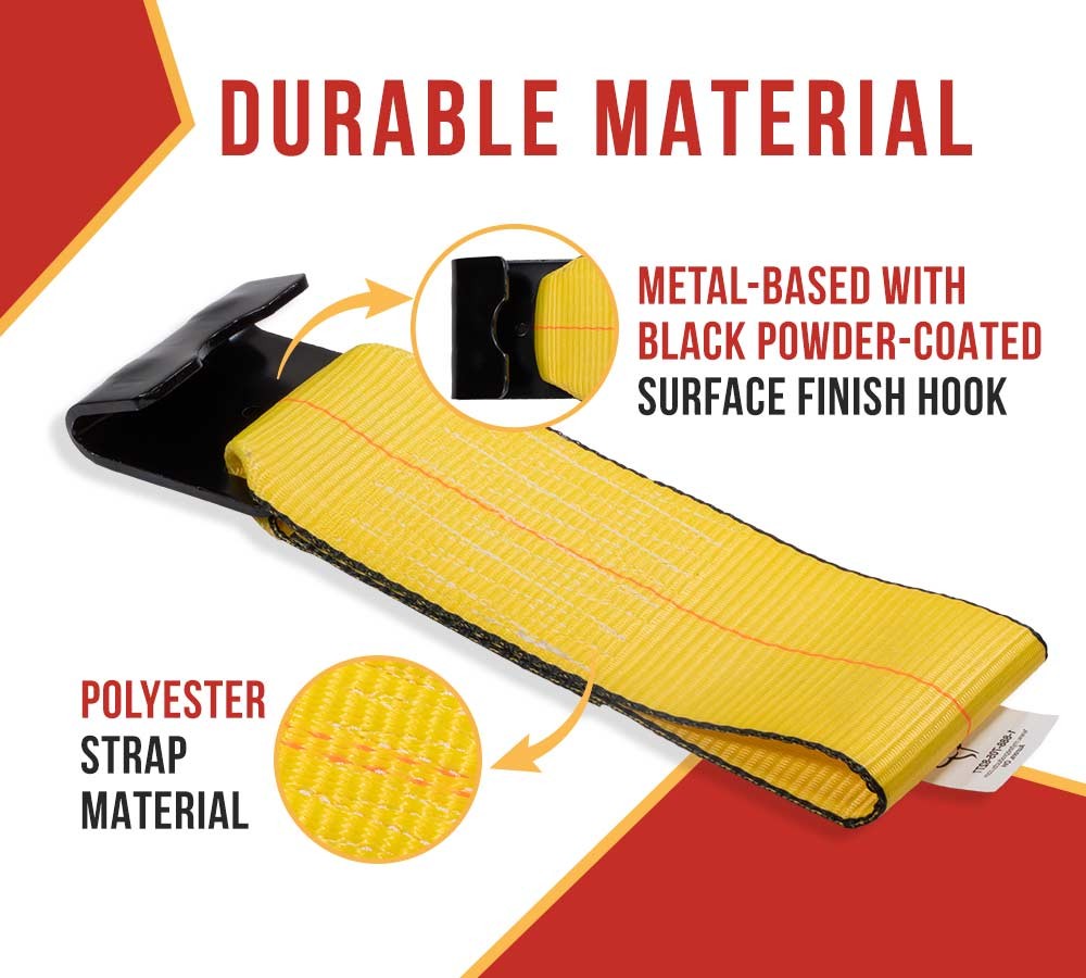 4PK 4"x11" Replacement Fixed End Tie Down Strap w/Flat Hook & Bolt Loop 5400 lbs
