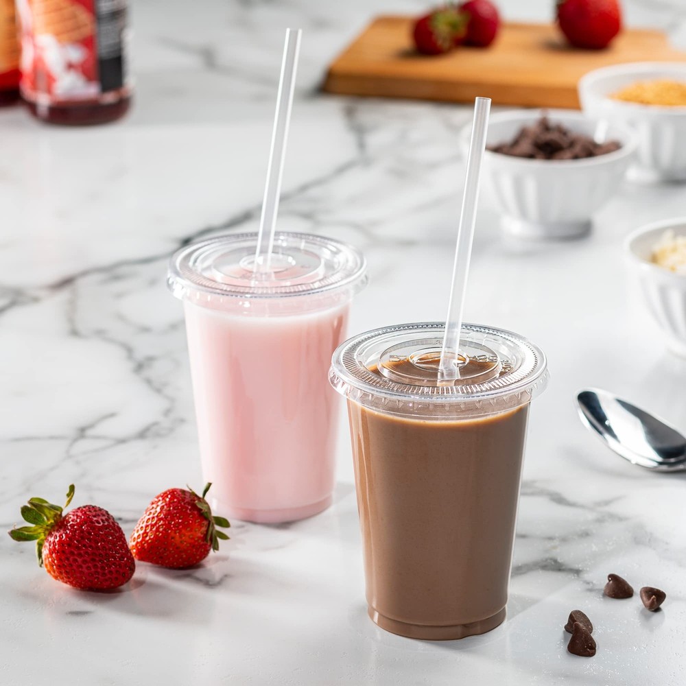Comfy Package [10 oz. - 100 Sets] Clear Plastic Cups With Flat Lids… 10 oz.