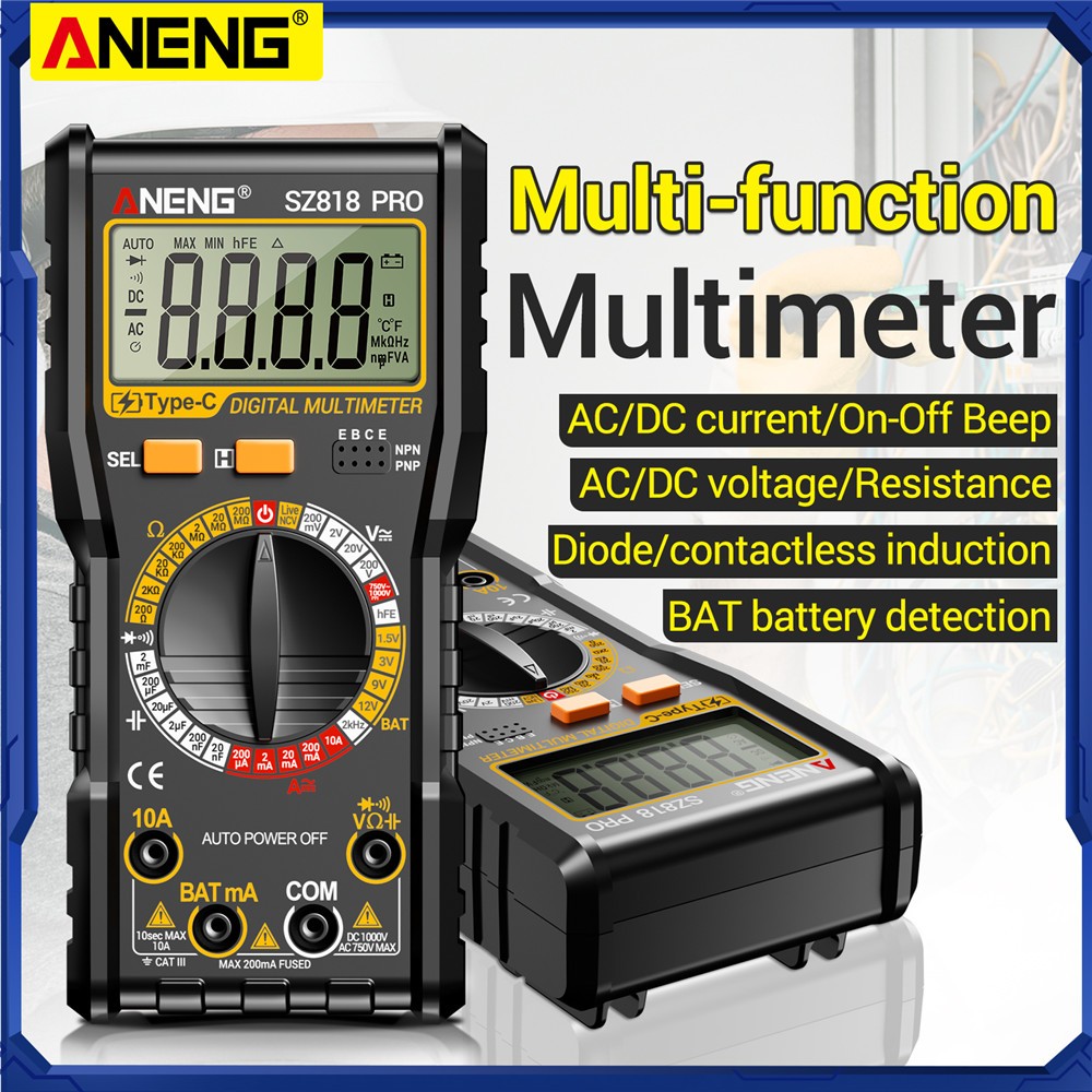 Digital Multimeter Voltmeter AC DC Volt Meter Ohmmeter Auto Range Tester
