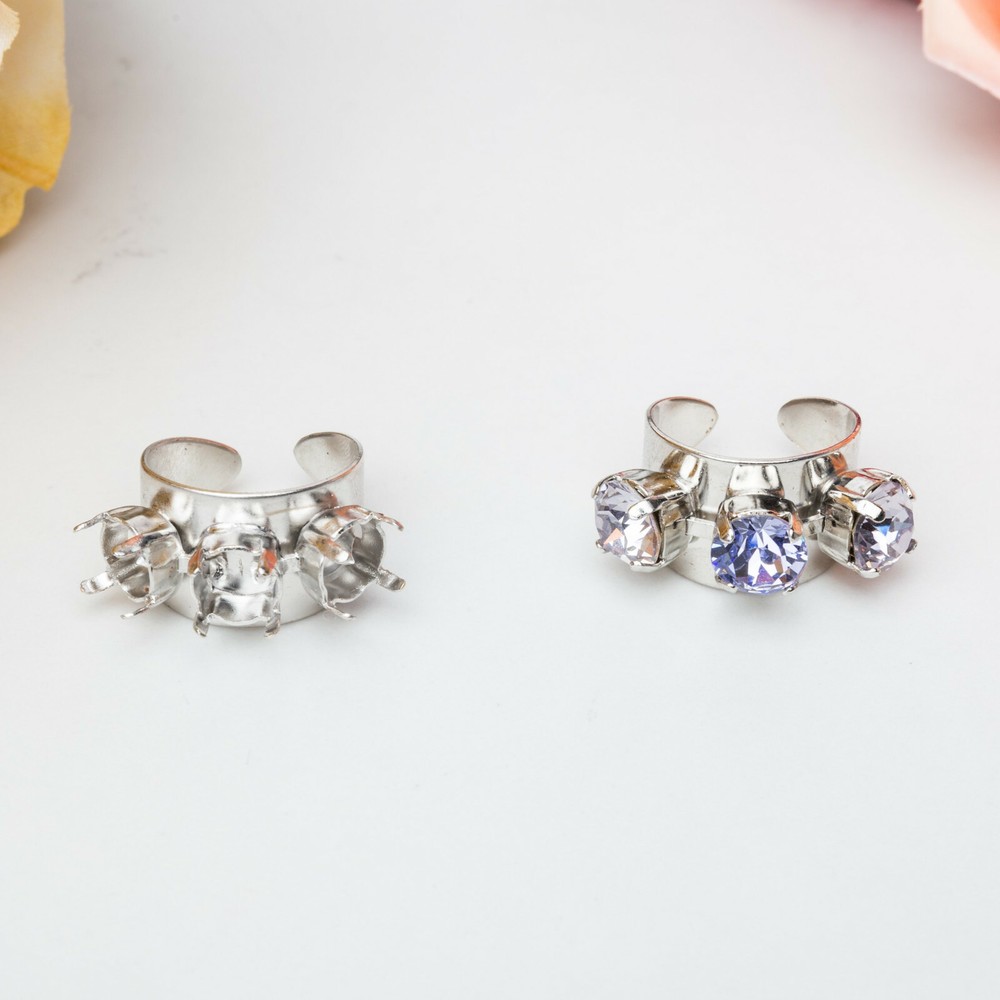 8.5mm | Three Setting Wide Band Adjustable DIY Ring Base | Three Pieces (R404)