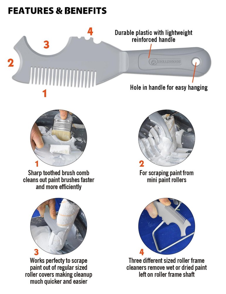 ROLLINGDOG Paint Brush/Roller Cleaner Small, Plastic Brush Roller