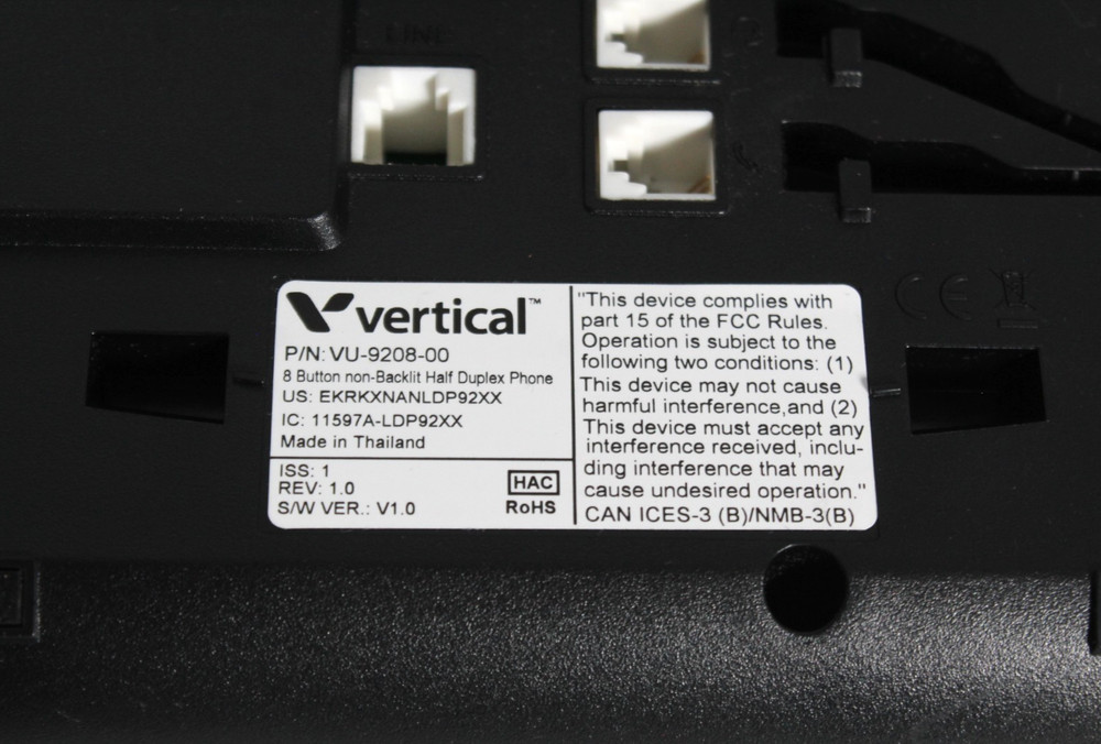 Vertical VU-9208-00 8 Button Basic Duplex Digital Phone w/ Handset & Stand