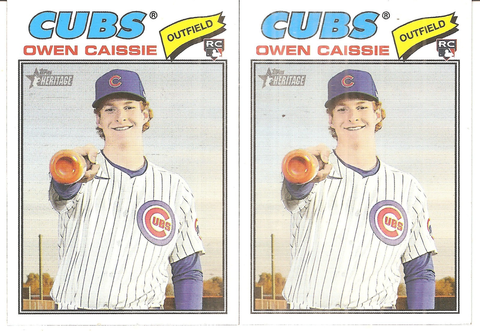 2 CARD 2026 TOPPS HERITAGE OWEN CAISSIE ROOKIE BASEBALL CARD LOT #88