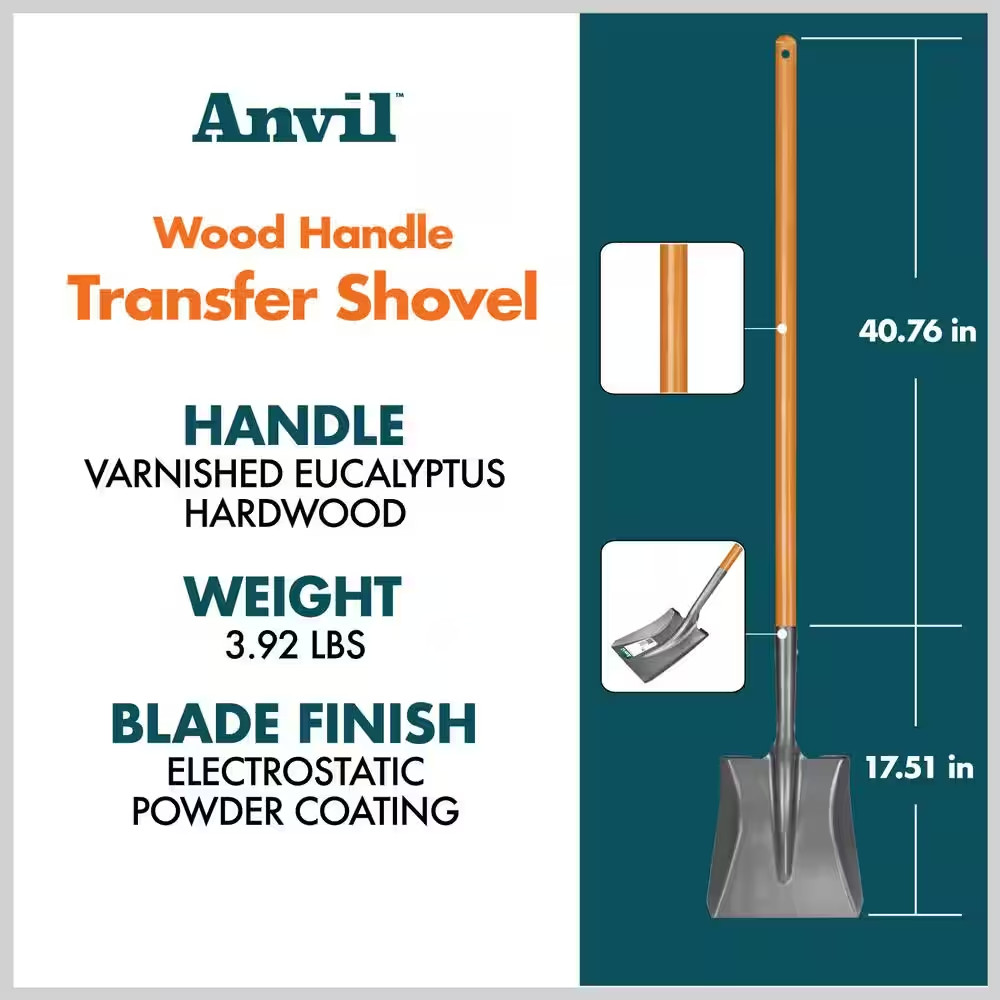 47 In. Wood Handle Carbon Steel Transfer Shovel
