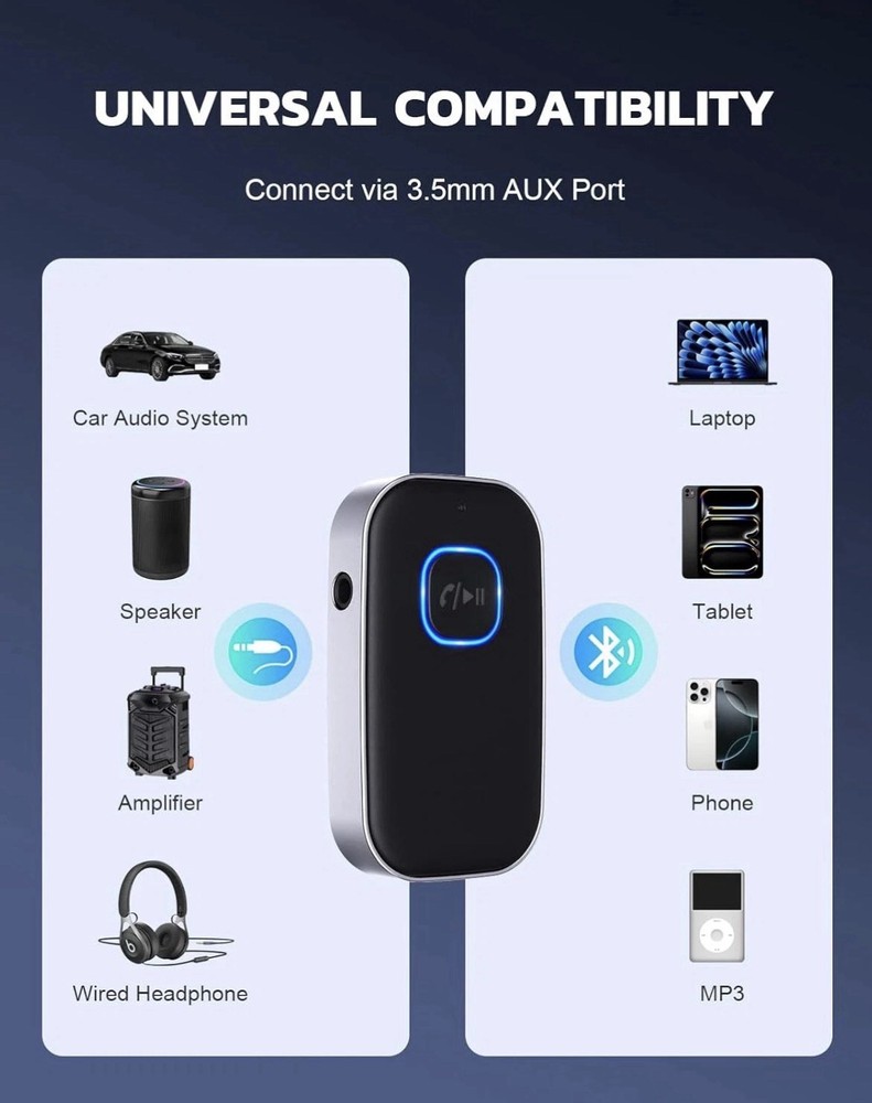 COMSOON Bluetooth Receiver for Car 3.5Mm AUX Bluetooth Car Adapter