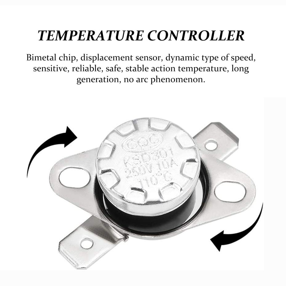 10Pcs Normally Open Temperature Switch Adjustable Thermal Control 250V 10A