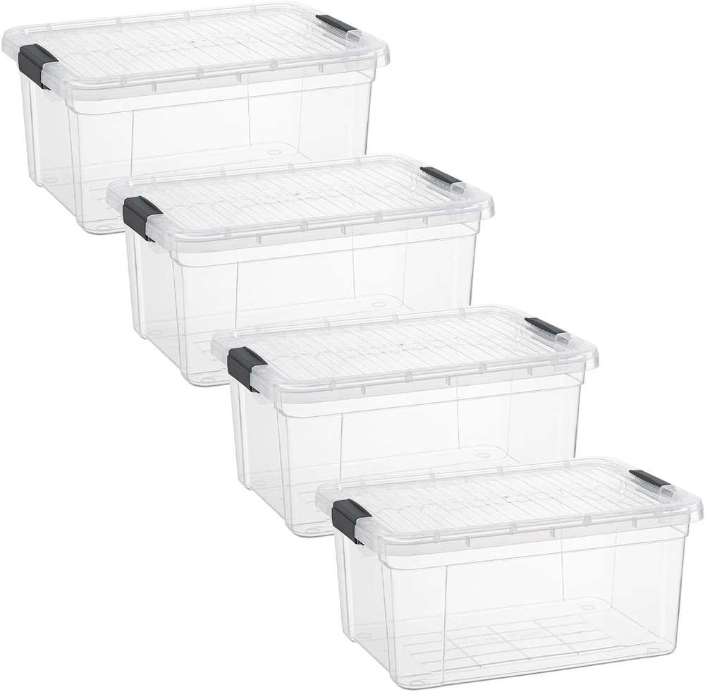 Superio Clear Storage Bins with Lids, 4 Pack- Plastic Storage Boxes - 11 Quart