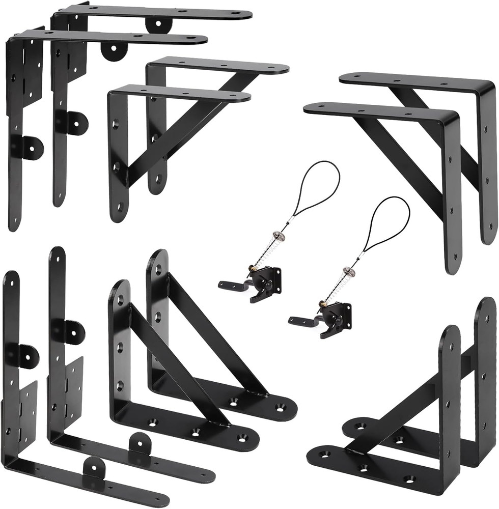 Heavy Duty Iron Gate Hardware Kit with Latch & Corner Brace (2 Sets)