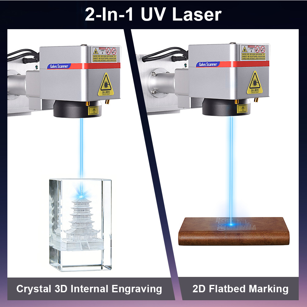 10W UV Laser Marking Machine 3D Crystal Laser Inside Engraving Motorized70&200mm