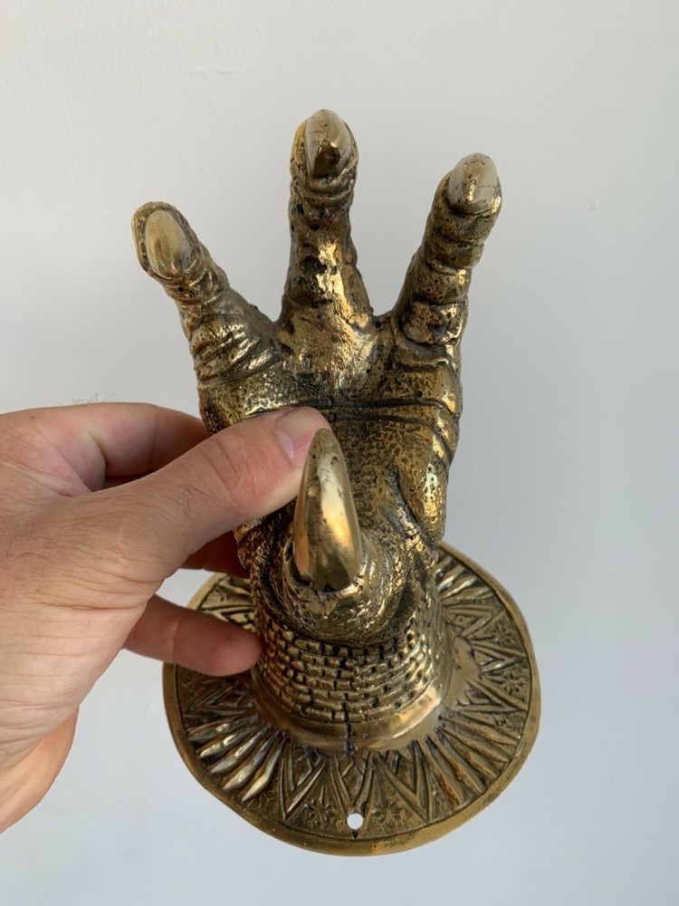 Large Claw wall hook door handle 7 “ solid hollow aged 18 cm heavy brass pull
