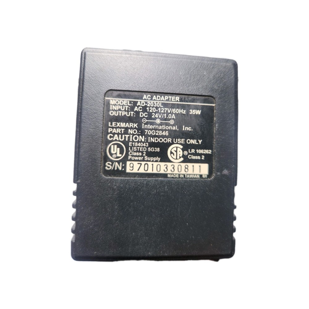 Lexmark Printer Charge Cord. Model AD-2030L: Input AC110. Output DC 24V