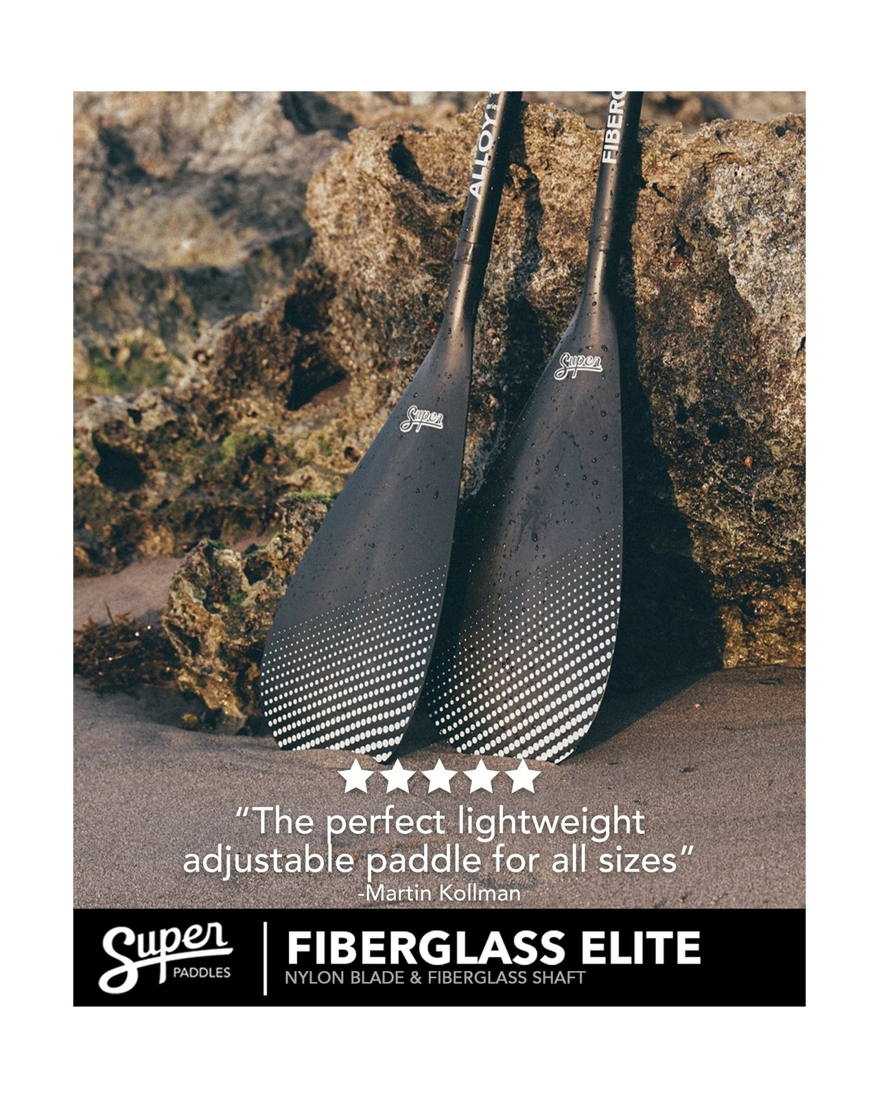 SUP Paddle - Carbon Fiber & Fiberglass Paddles - 3 Piece Adjustable Paddle Bo...