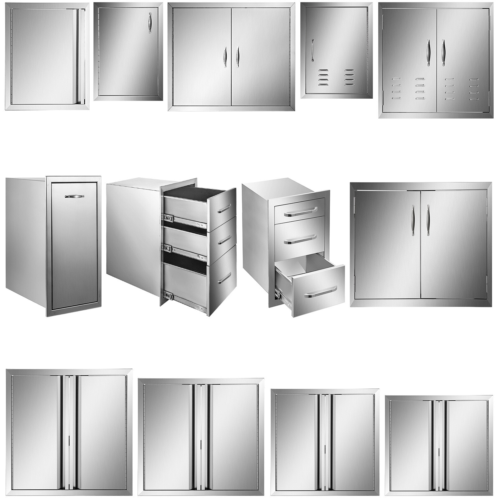 VEVOR Stainless Steel Access BBQ Island Kitchen BBQ Door Drawers Outdoor