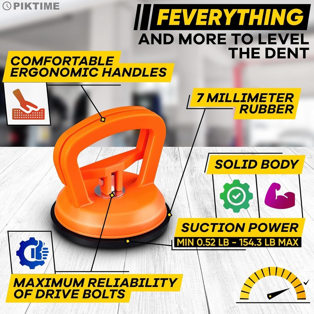 3-Piece Car Dent Puller Kit with 172lbs Suction Power - Durable DIY Solution