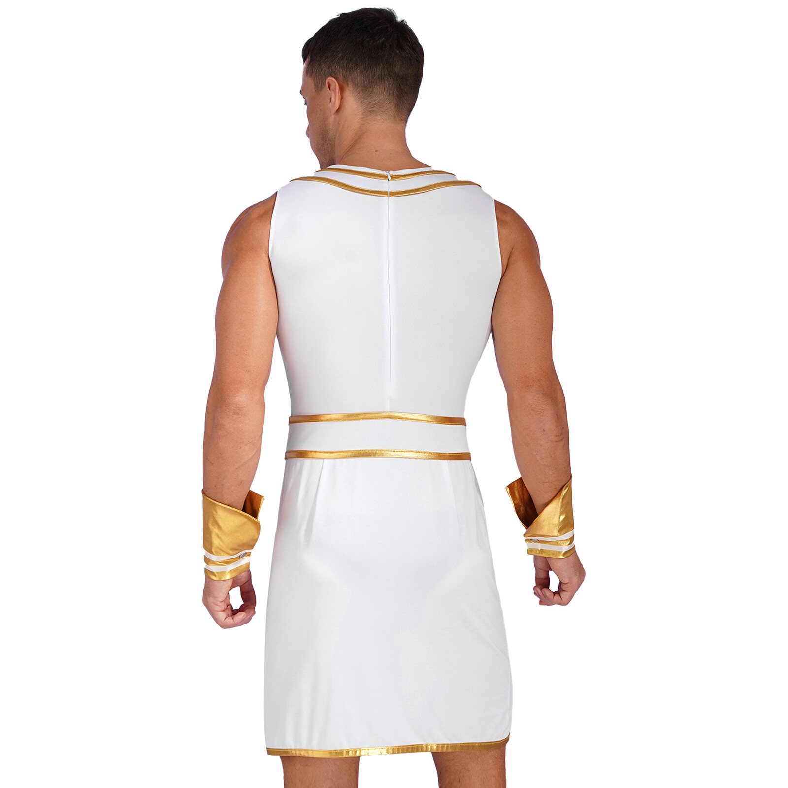 Mens Egyptian Costume Adult Set Toga Outfit Performance With Cuffs Round Neck