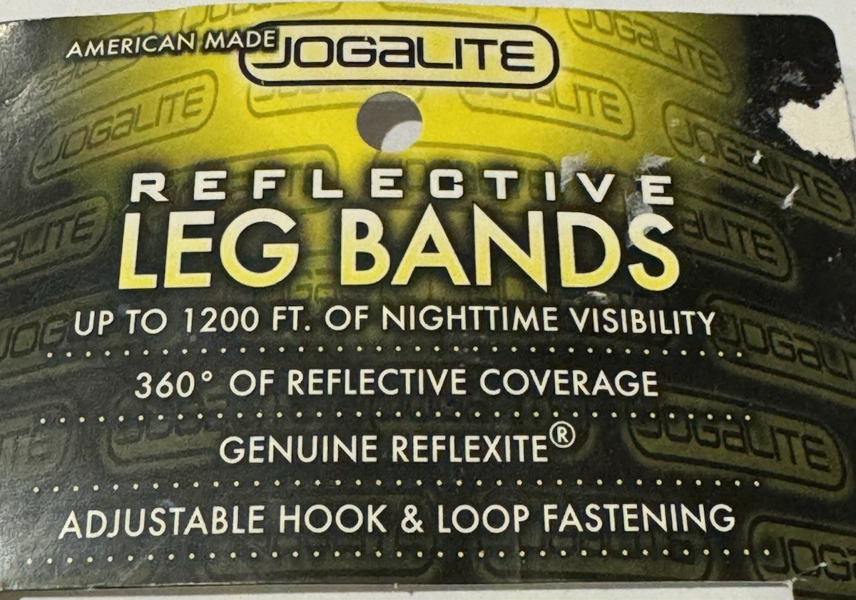 Jogalite Reflective Leg Bands Workout Walking Safety Yellow Work USA NEW READ