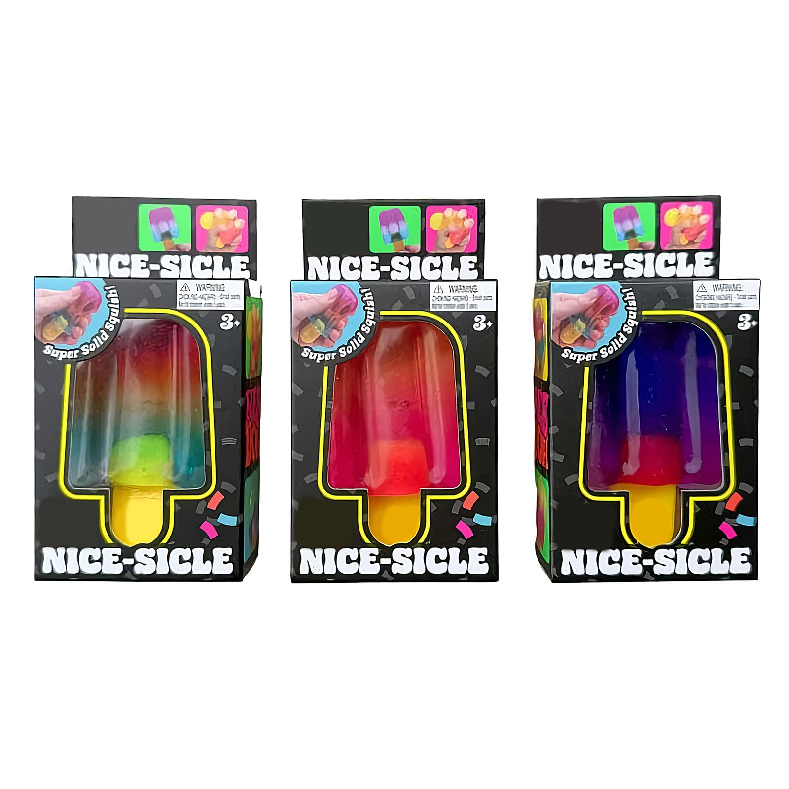 3pcs NeeDoh Nice-Sicle Fidget Squish Toy Popsicle- Random Colors