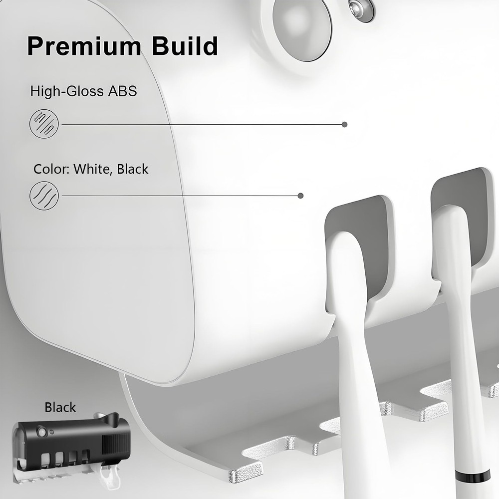 Toothbrush Holders, Electric Wall Mounted Toothbrush Holder with Toothpaste D...