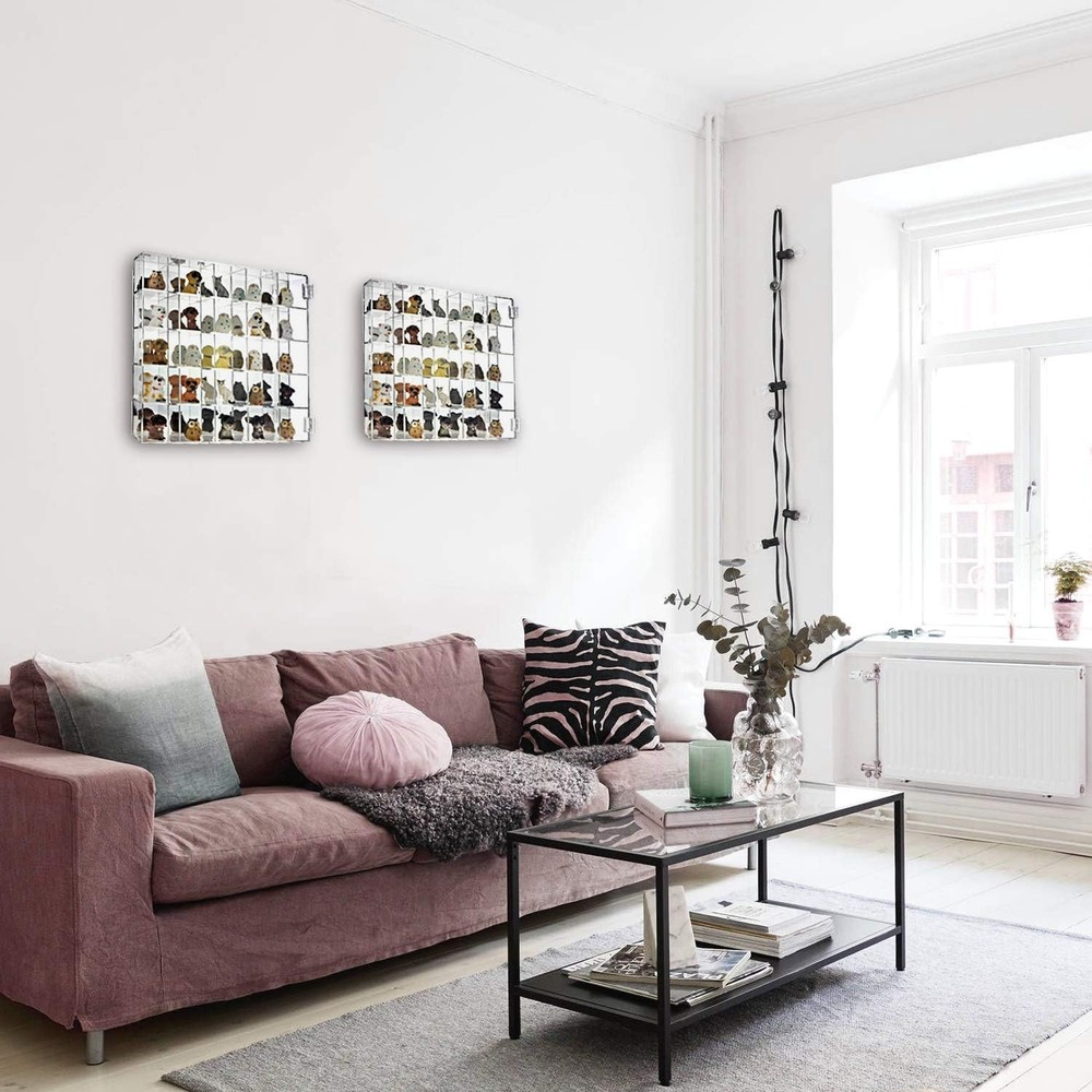 Mountable 25 Compartments Acrylic Display Case Cabinet Stand with Mirrored B...