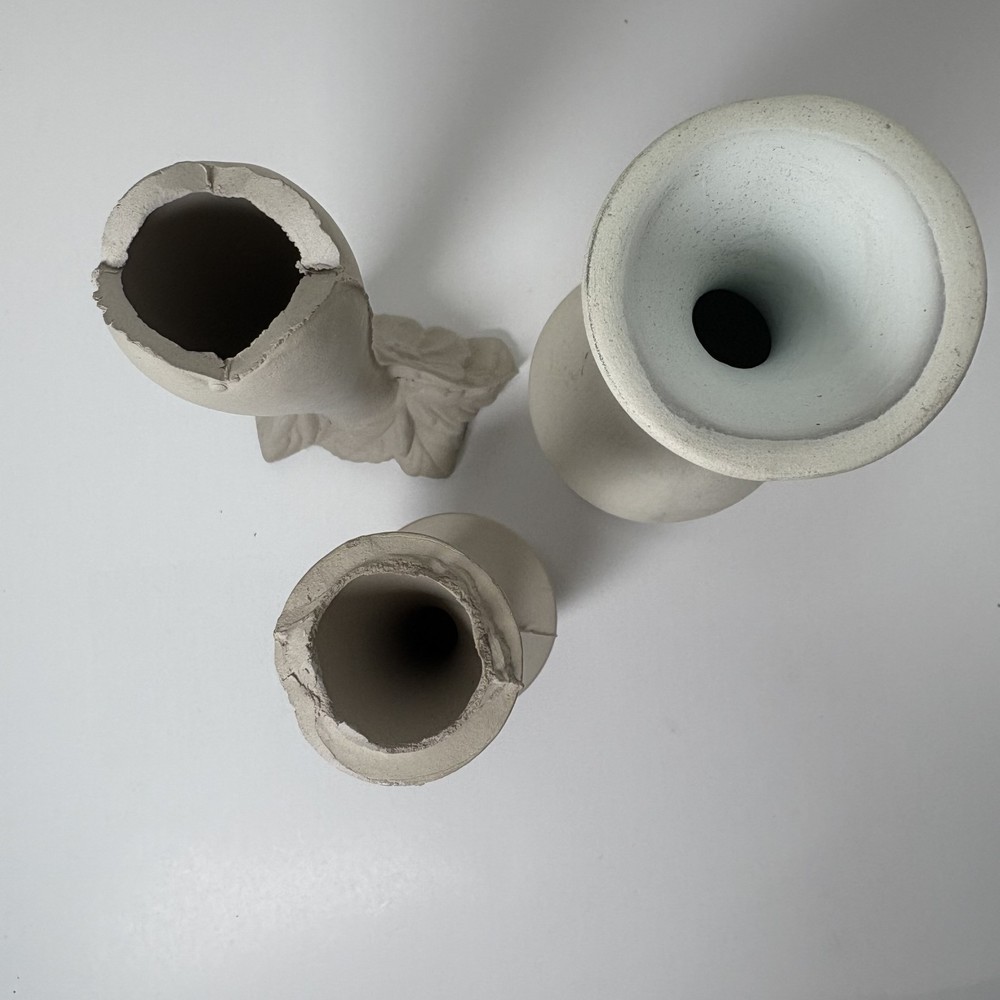 Bisque Candle Holders Ready to Paint Ceramic Pottery Signed