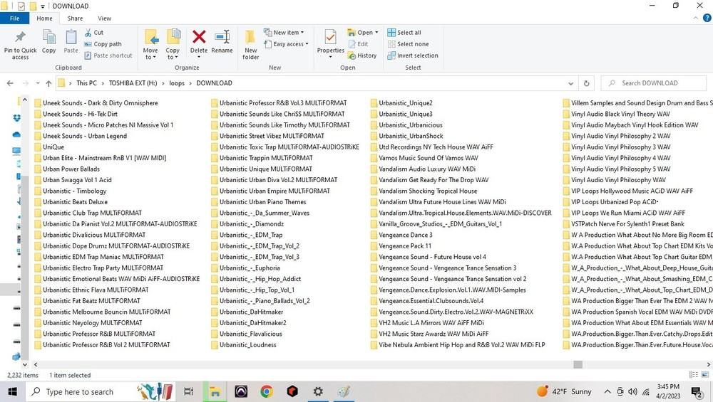 5TB hard drive full of loops, samples, refills, Rex, Native instrument programs