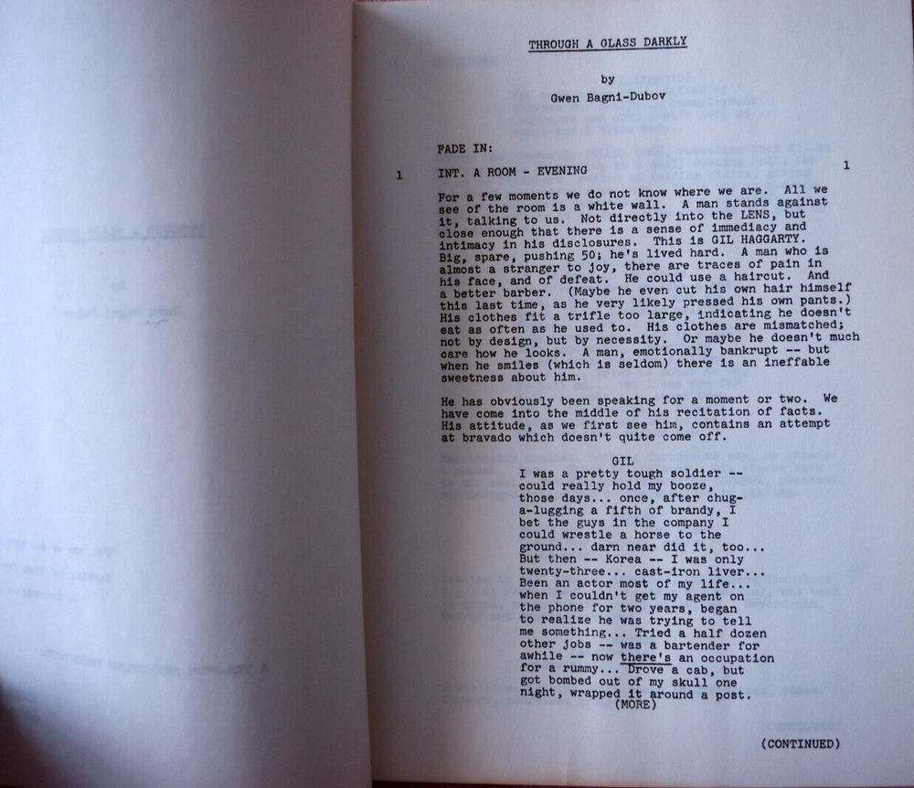 "Through A Glass Darkly" Original Screenplay Second Draft Script