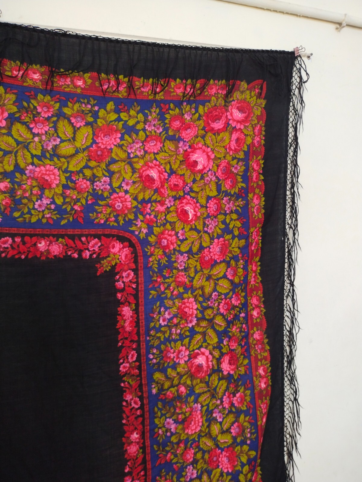 vintage gorgeous flowers printed piano fringes shawl scarf itm1236