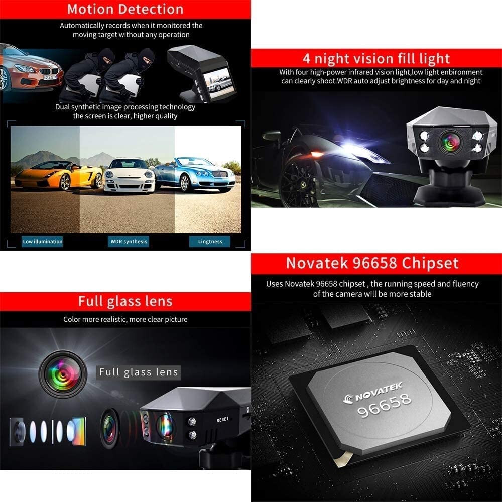 1080P Car Dash Cam DVR Video Recorder Loop Recording G-sensor Motion Detection