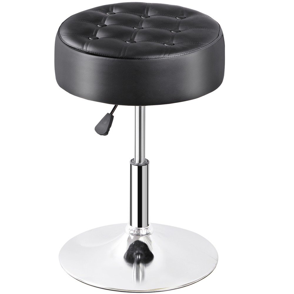 Black Vanity stool for Makeup Room Adjustable Height PU Leather Bar Stool