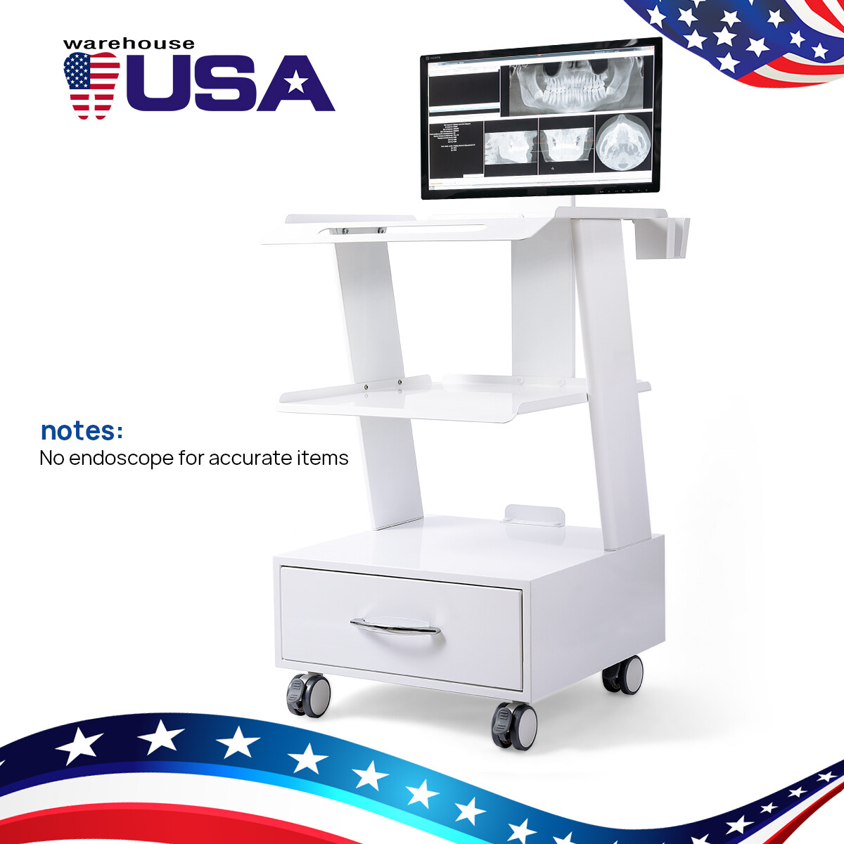 AZDENT Dental Mobile Cabinet Cart with Drawers /Tool Cart Trolley with Sockets