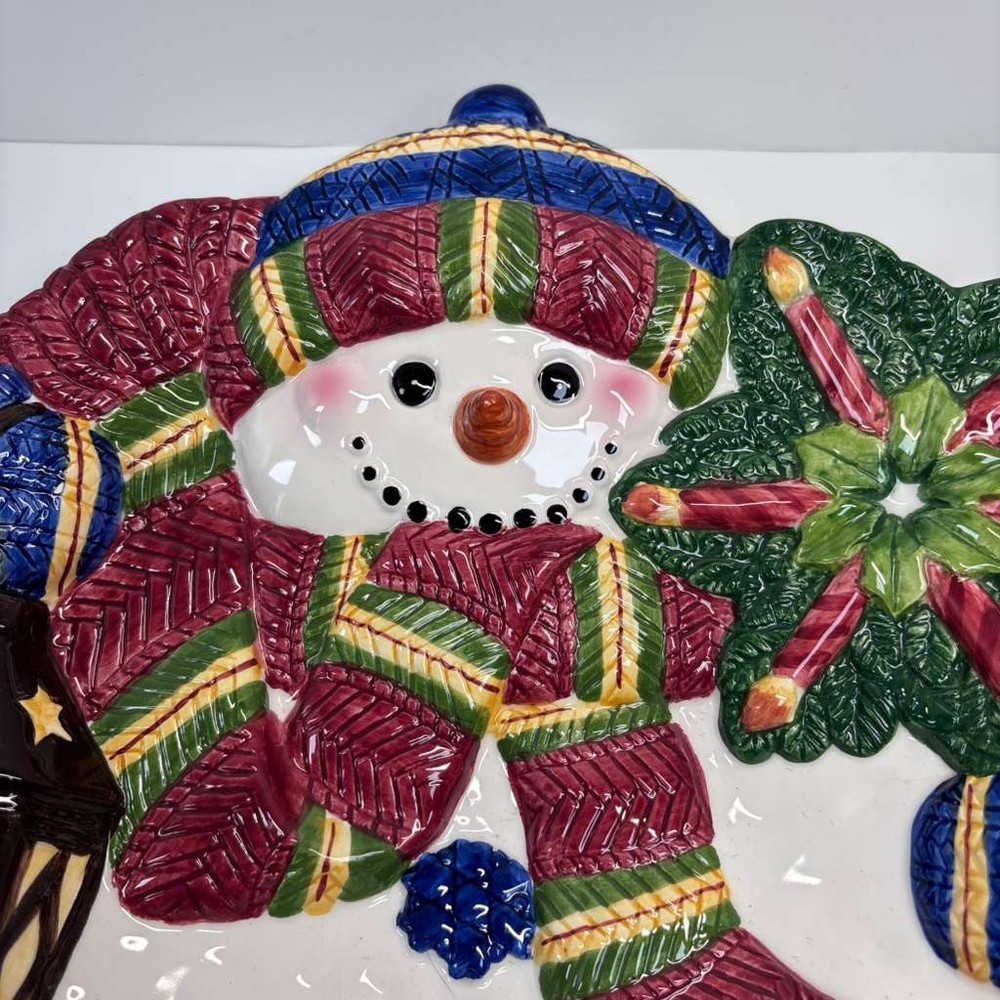 Adorable 3D Ceramic Snowman Serving Dish Cookie Plate