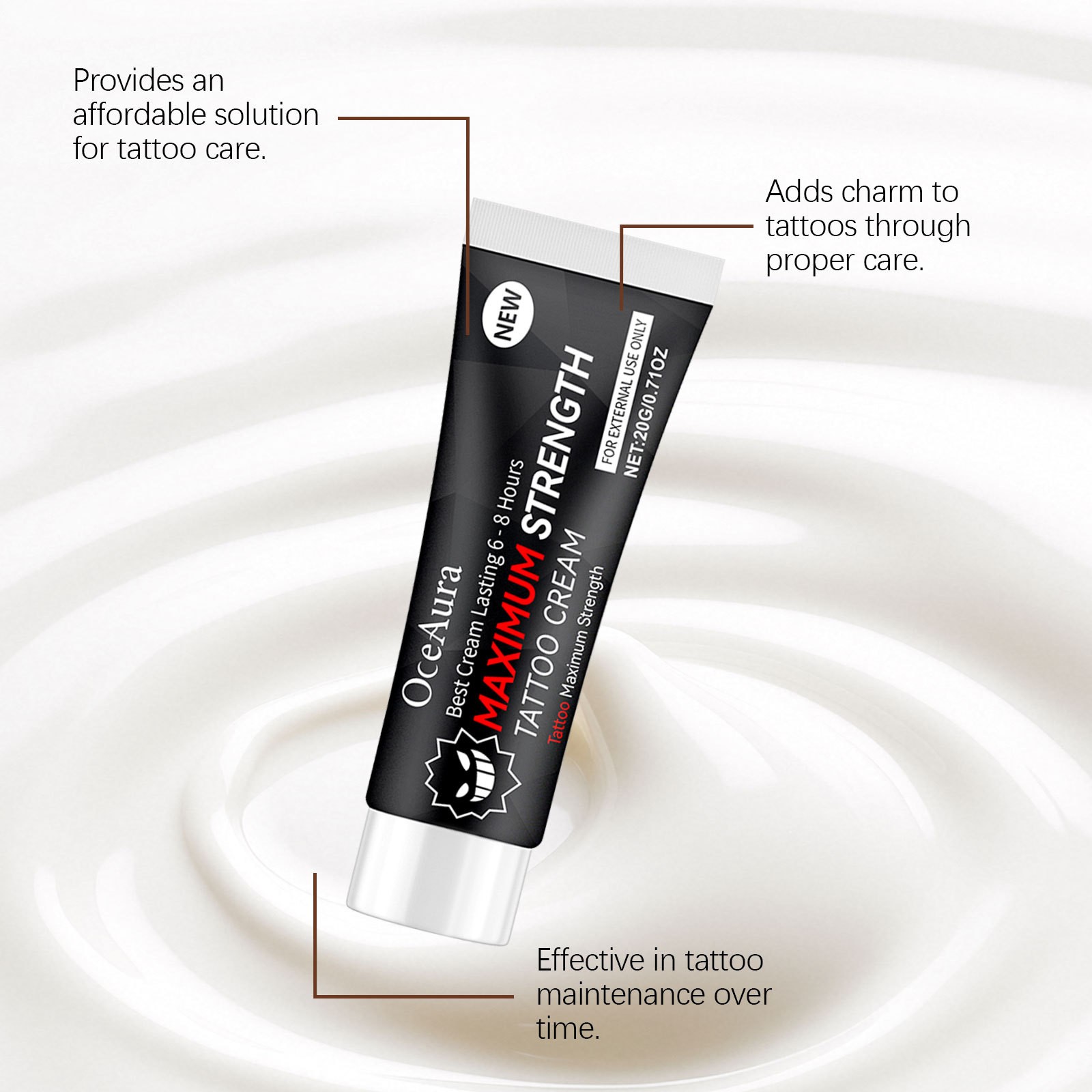 2PCS Tattoo Numibing Cream Gel 20g-Up to 6 Hours Extra Strength for Tattoos