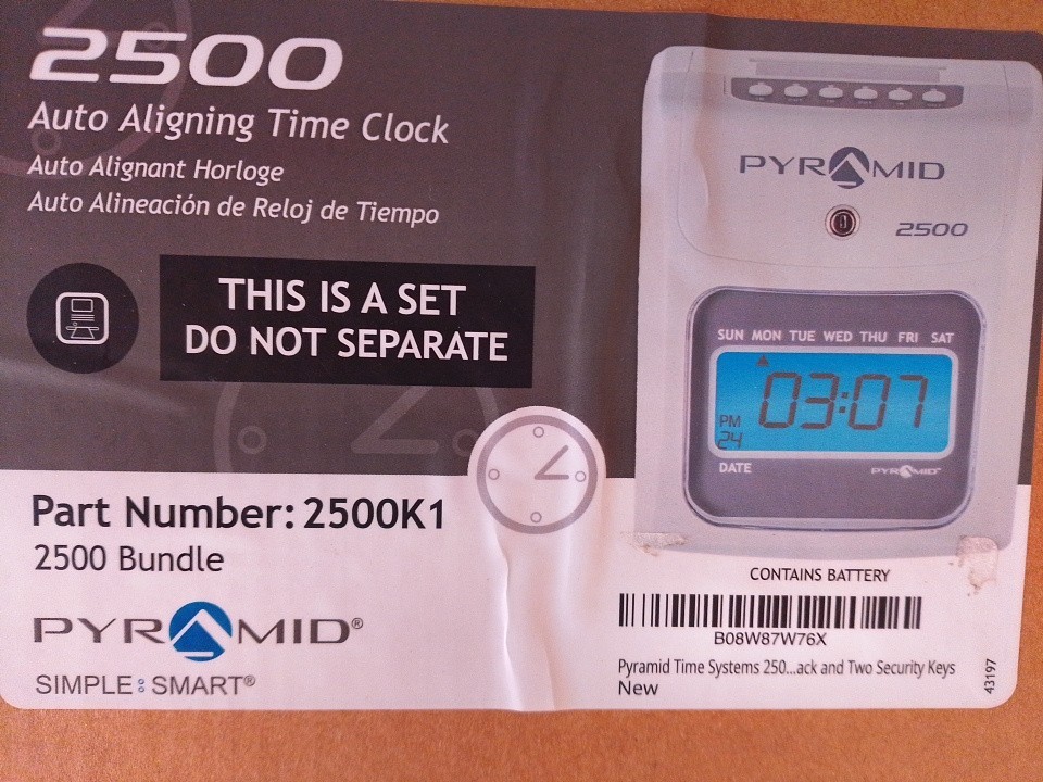 Pyramid Time Systems - Model 2500 Auto Aligning and Top Loading Time Clock