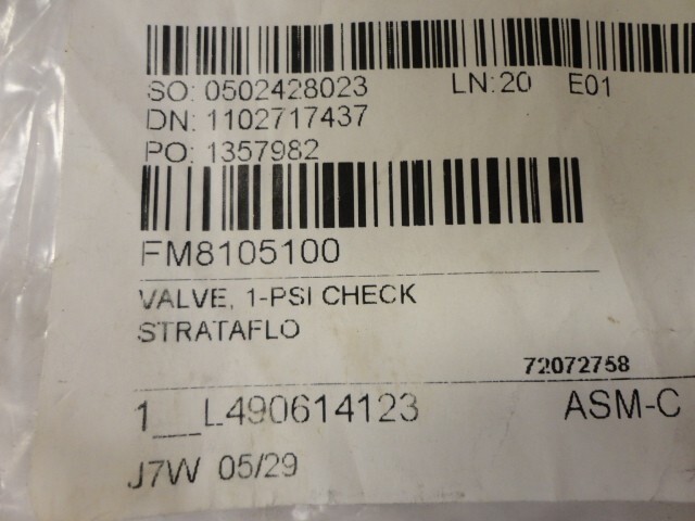 Frymaster Check Valve STRATAFLO 8105100