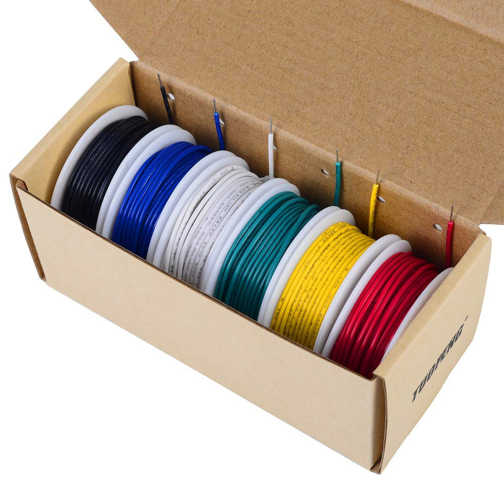 TUOFENG 20 AWG Wire Solid Core Hookup Wire Kit with 6 Different Colored Tinned C