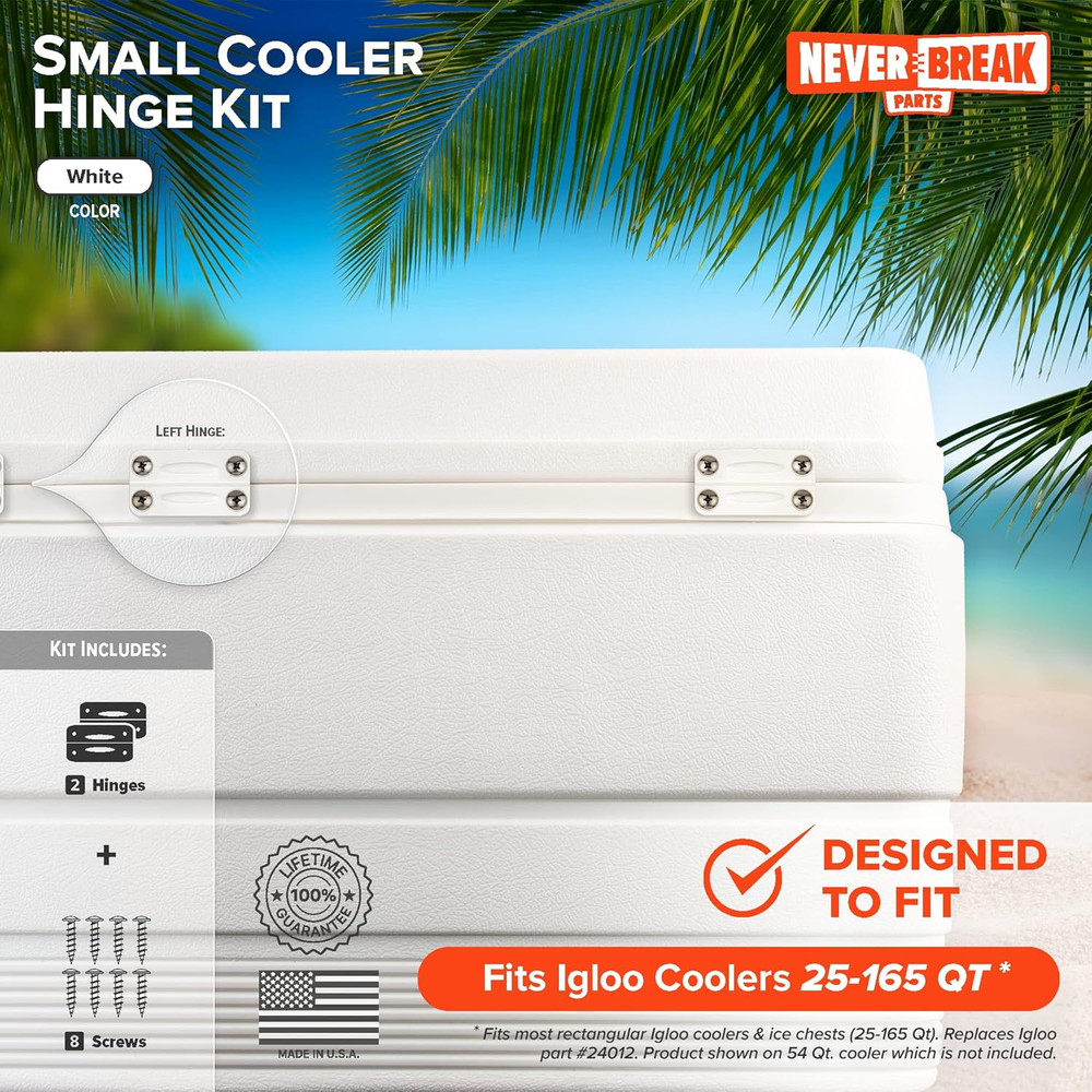 - 2 Pack White Igloo Cooler Hinges Replacement with Screws | High Strength Co...