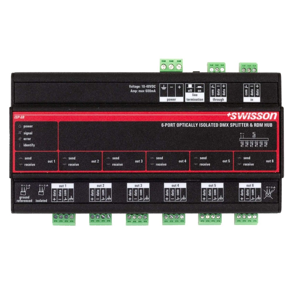 Swisson ISP DMX RDM Splitter /Booster ISP-6R-TERM (Open Box)