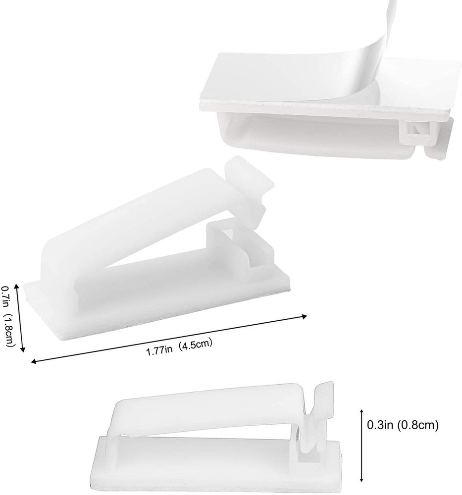 SOULWIT 50Pcs Self-Adhesive Cable Management Clips, White