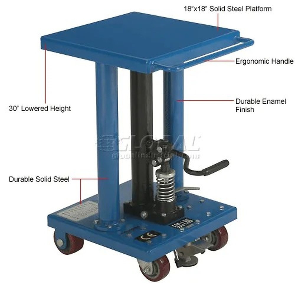 Work Positioning Post Lift Table Foot Control 500 Lb. Cap. 18x18 Platform