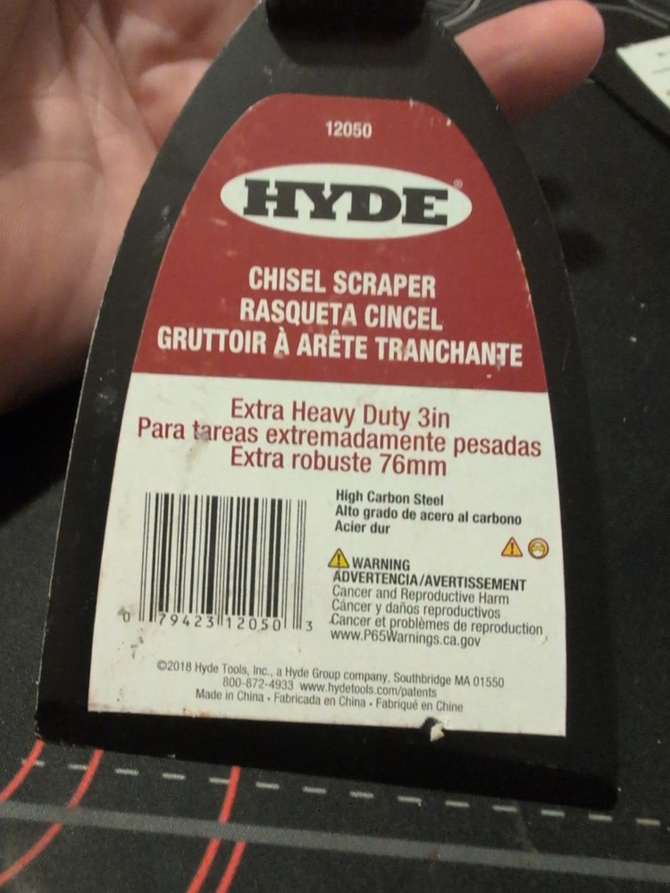 Hyde 12050 Chisel Scraper 3 In. Heavy Duty Long Handle Surface Prep Tool
