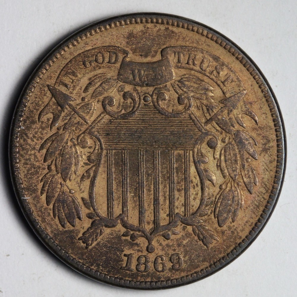 1869 Two Cent Piece XF+ E176 JWFM